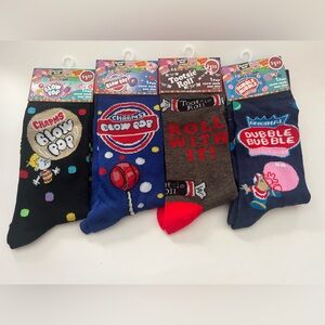 Tootsie Roll Industries 4 PairCrew Socks Men’s Shoe Size 8-12/Women’s Si…